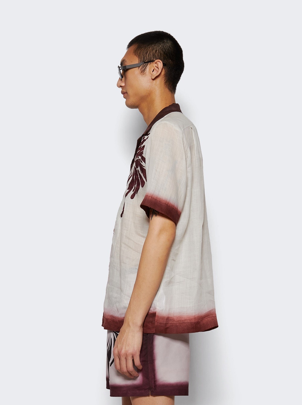 Carltone Embroidered Shirt Burgundy - 3