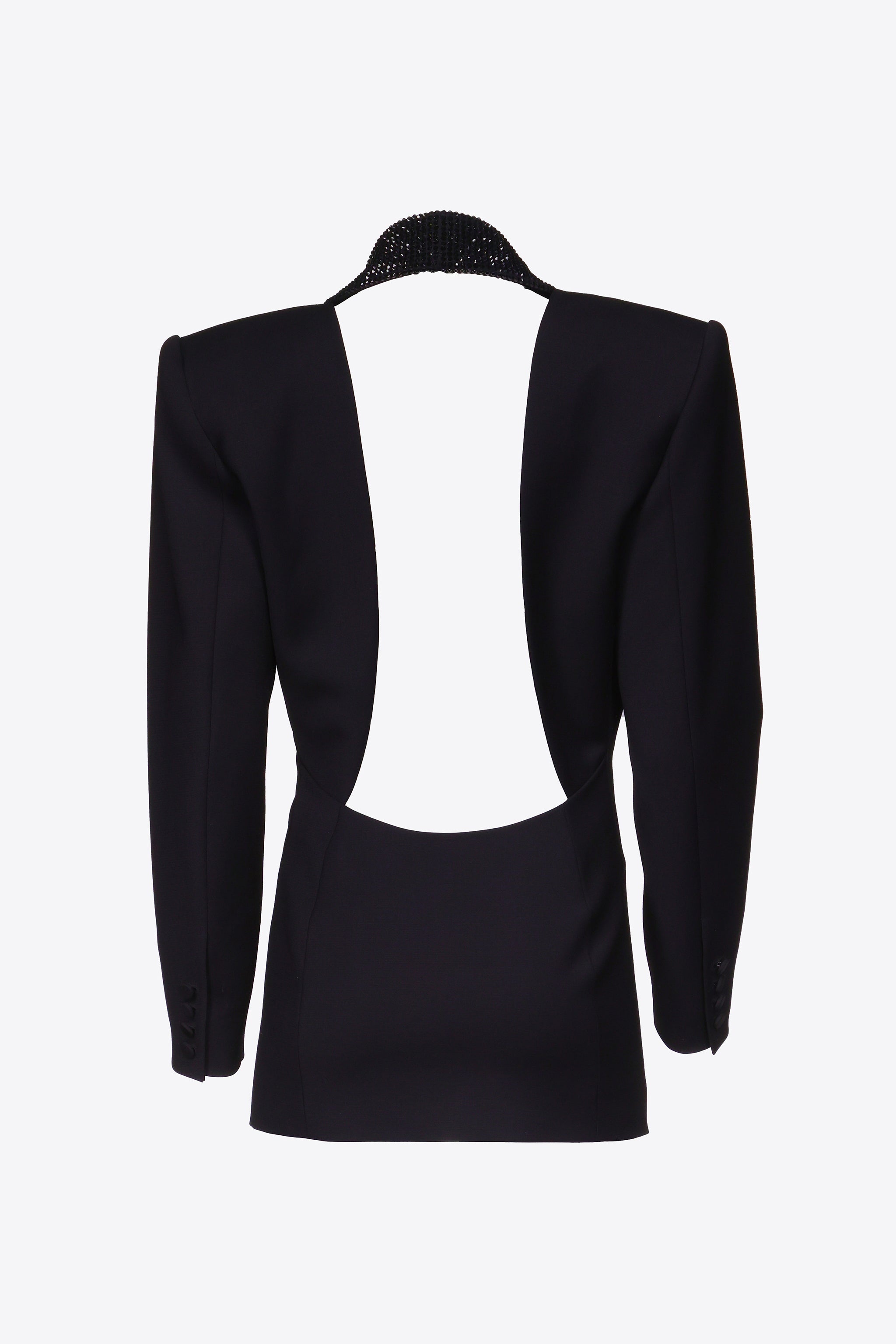 CRYSTAL EMBELLISHED TUXEDO DRESS - 2