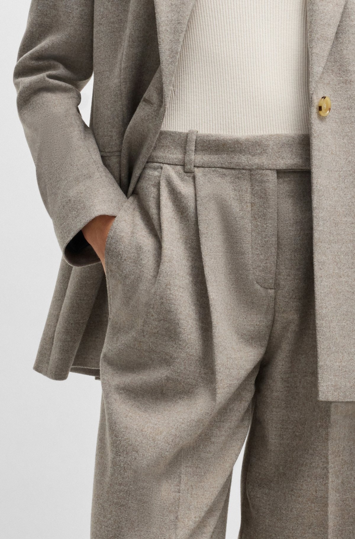 STRAIGHT-LEG TROUSERS IN STRETCH FABRIC - 5