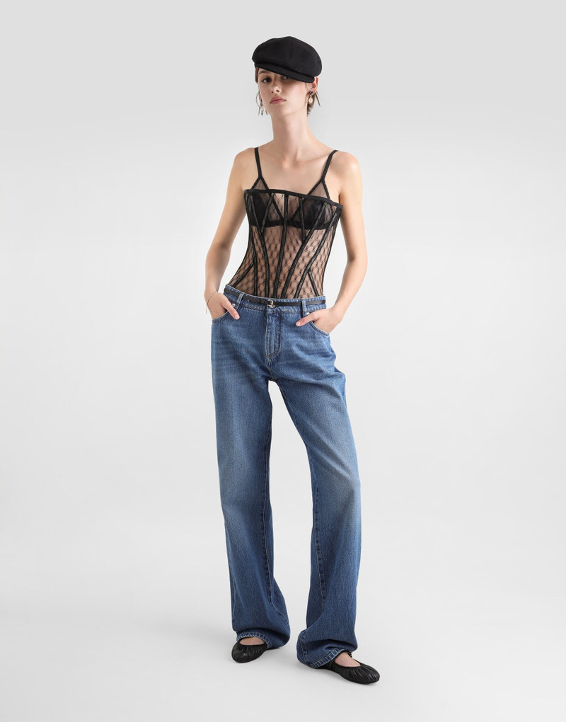Dolce & Gabbana Loose denim jeans with pressed pleat outlook