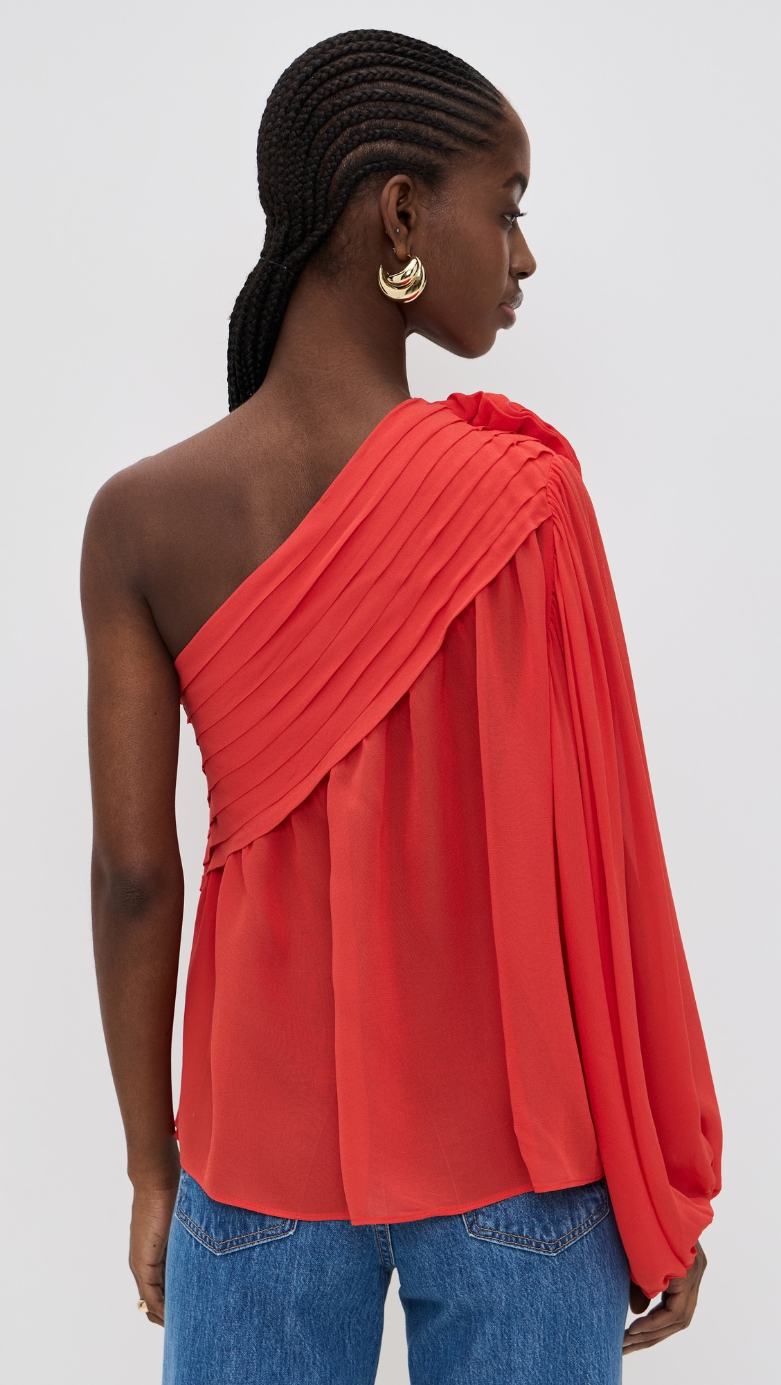 Red Rose One Shoulder Blouse - 2