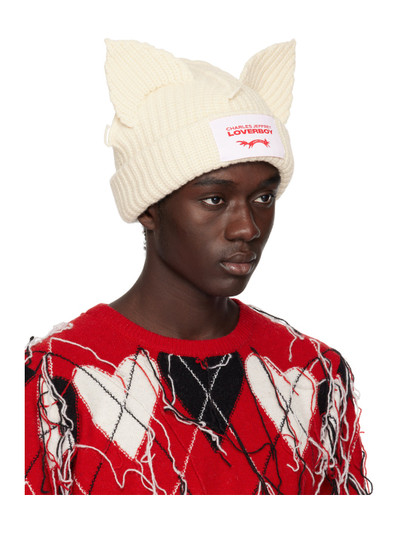 CHARLES JEFFREY LOVERBOY Off-White Chunky Ears Beanie outlook