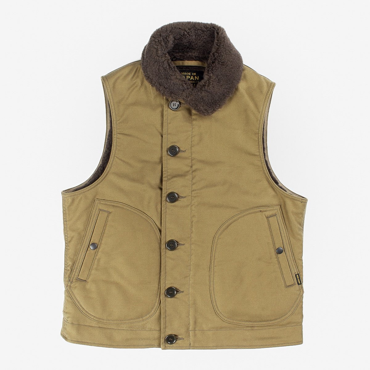 IHV-22-KHA Alpaca Lined Whipcord N1 Deck Vest - Khaki - 4