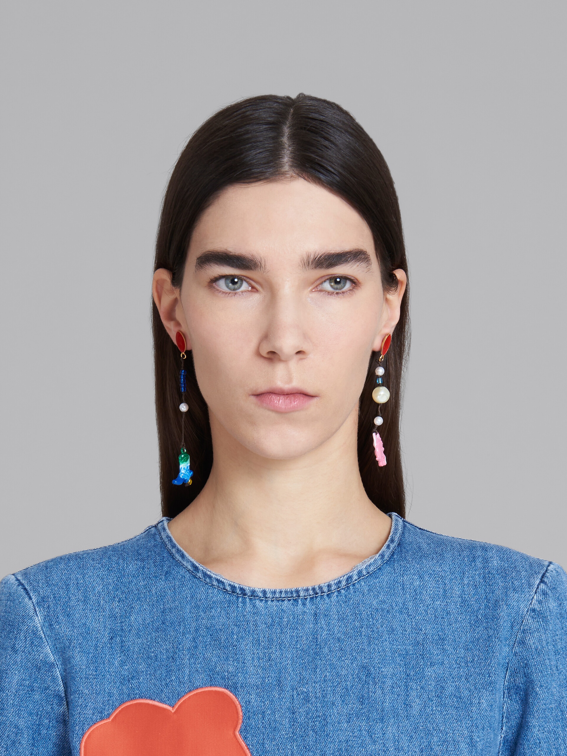 MARNI X NO VACANCY INN - EARRINGS WITH PINK RED AND BLUE PENDANTS - 2