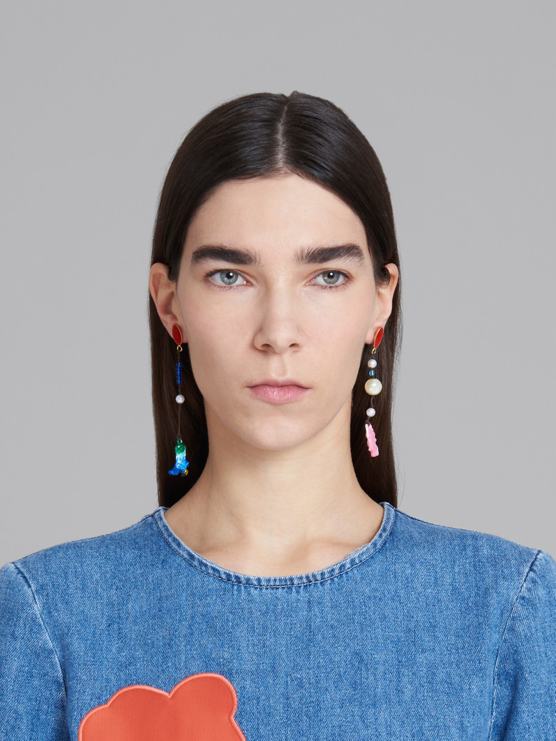 Marni MARNI X NO VACANCY INN - EARRINGS WITH PINK RED AND BLUE PENDANTS outlook