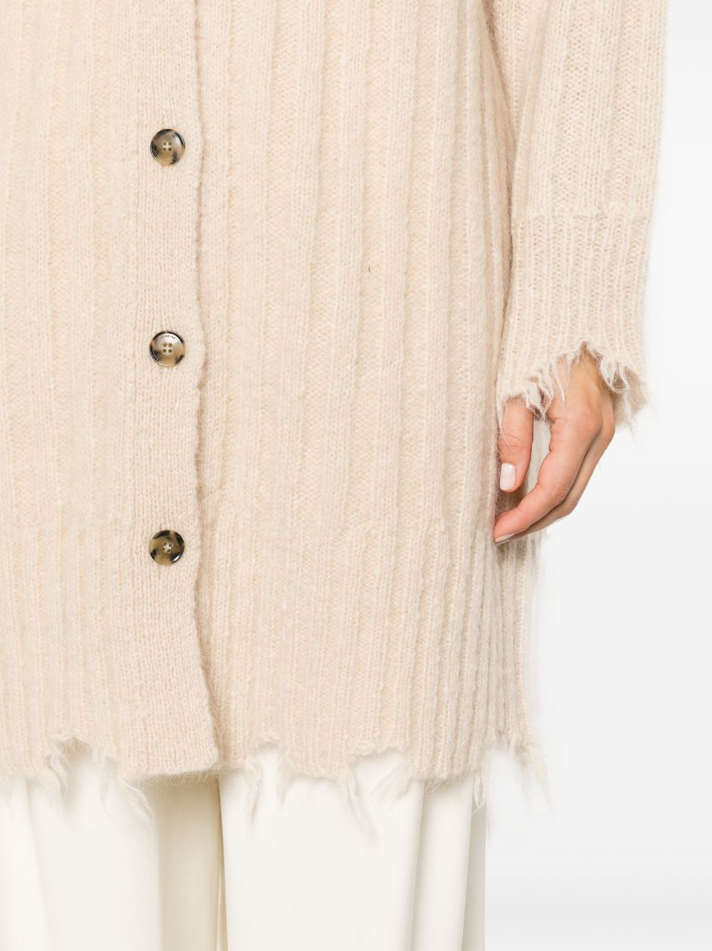 Base distressed ribbed cardi-coat - 5