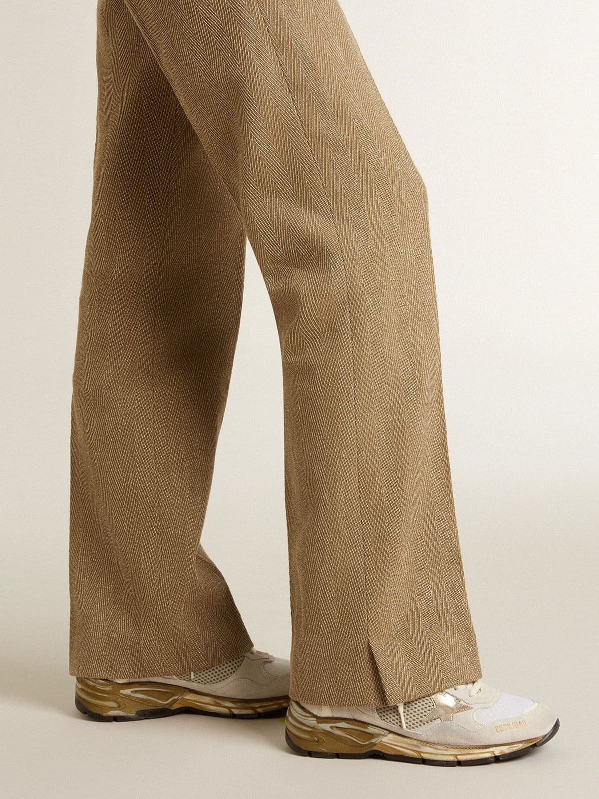 Women's Dad-Star in mesh and white suede with gold foiled star - 3