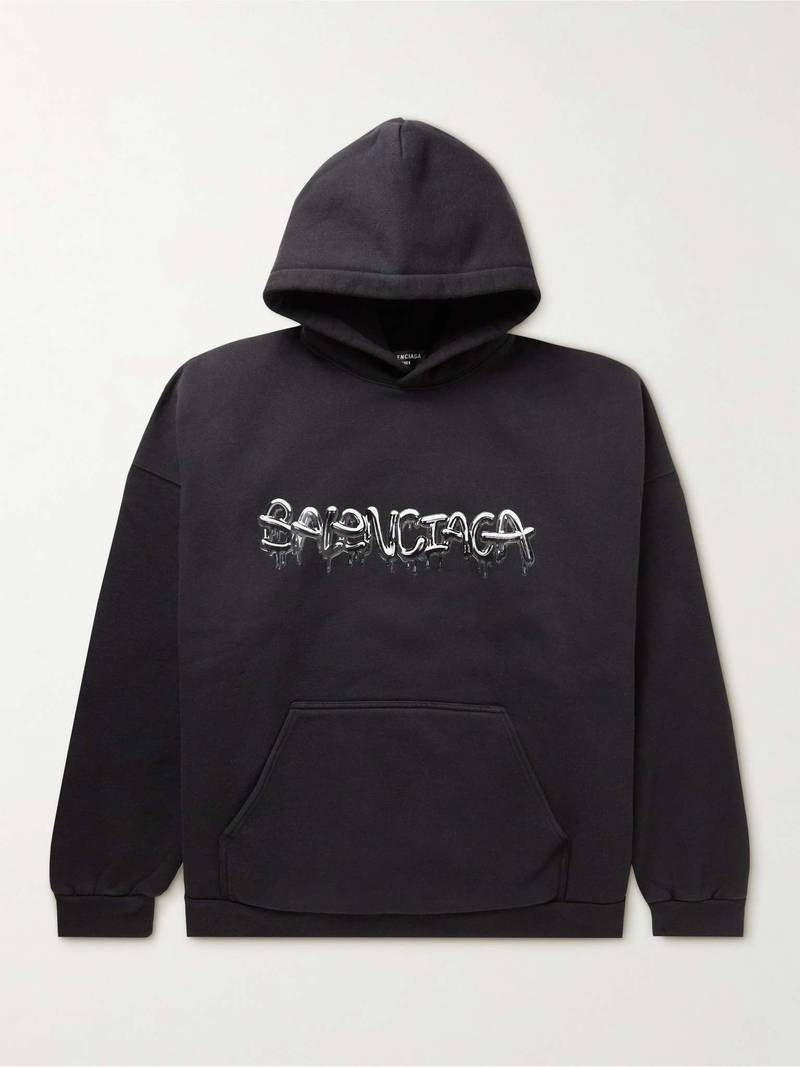 Logo-Print Cotton-Blend Jersey Hoodie - 1