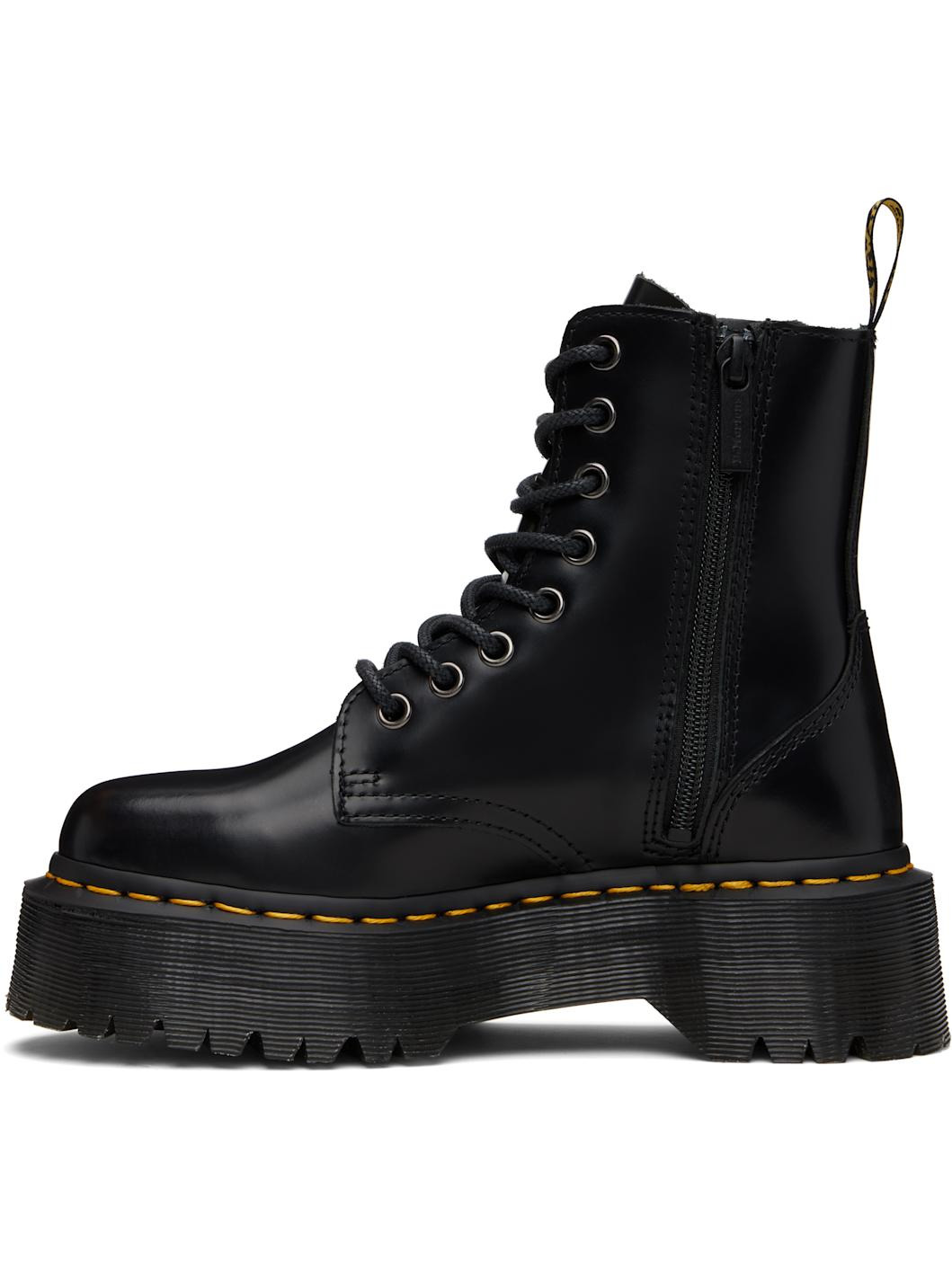 Black Jadon Boot Smooth Leather Platform Boots - 3