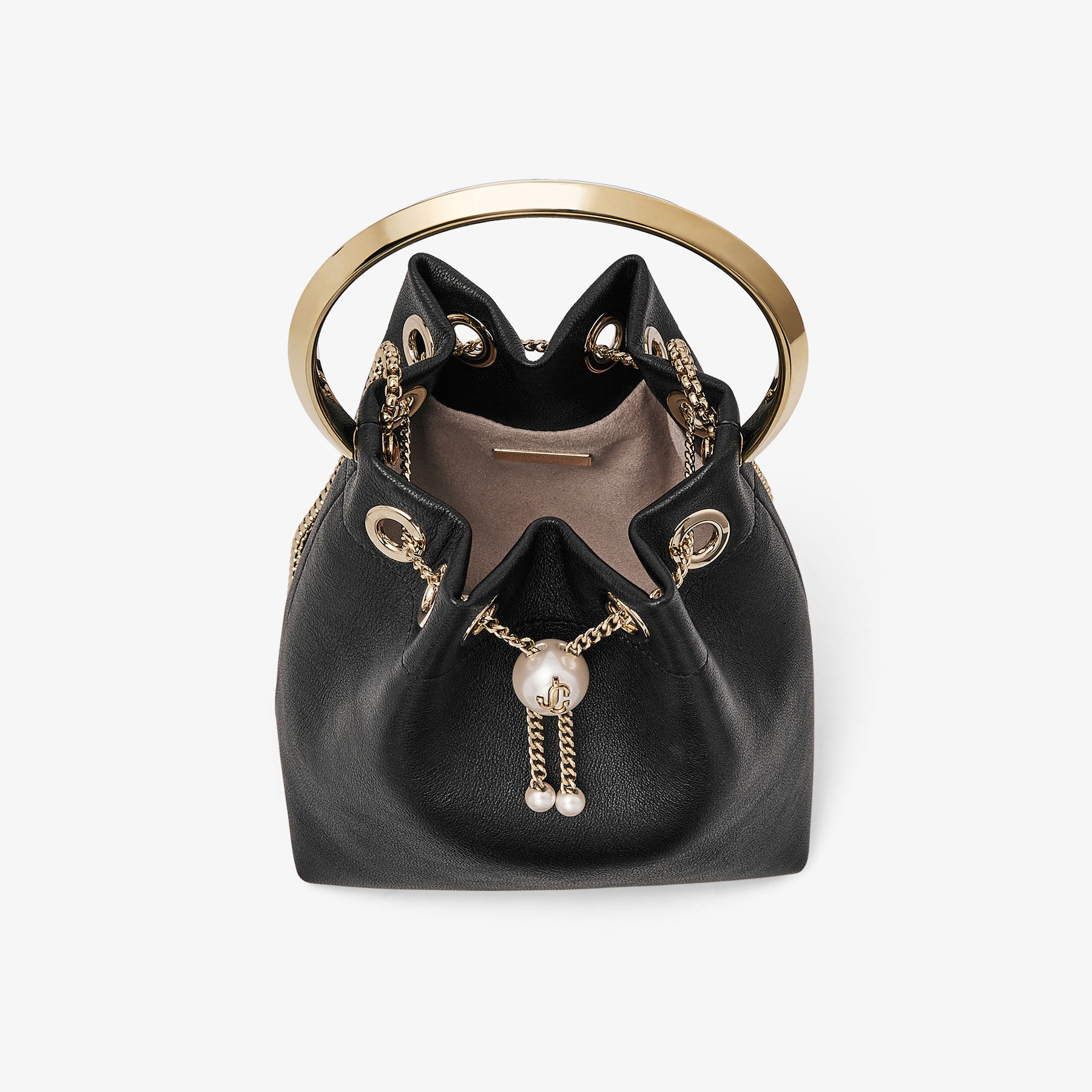 Bon Bon
Biker Leather Black Bag With Pearl Closure - 5