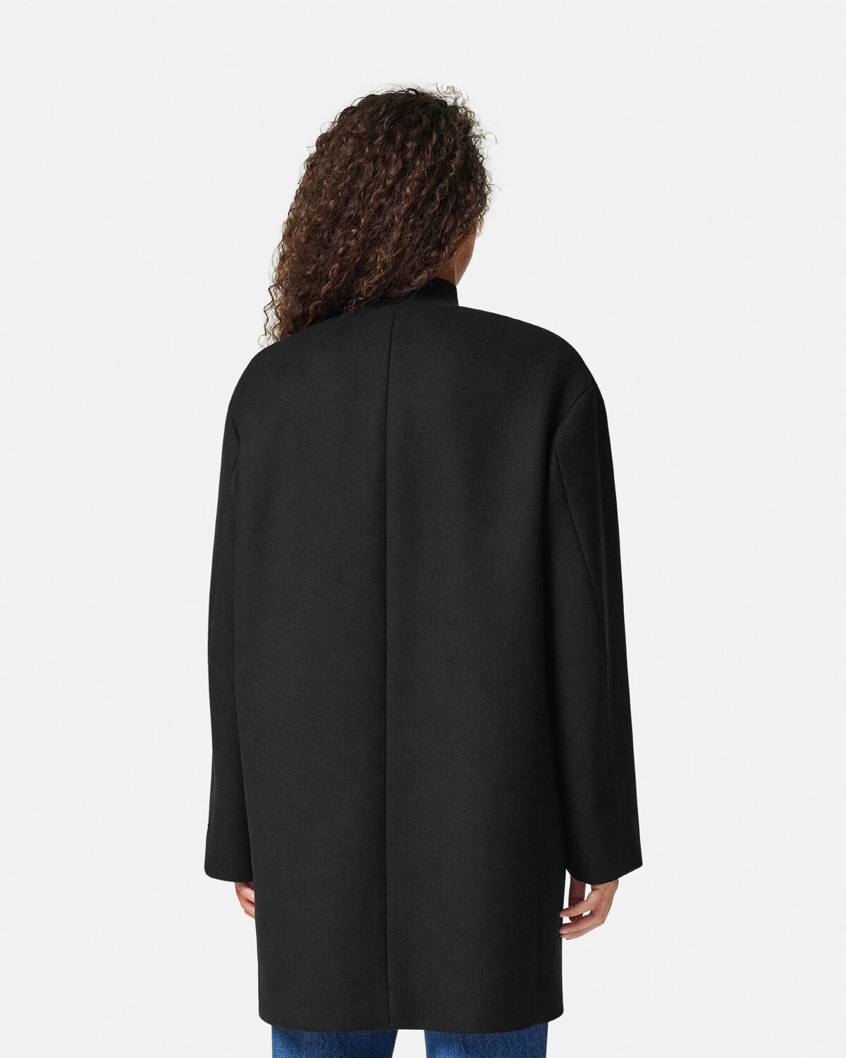 Collarless Felted-Wool Long Caban Coat - 5