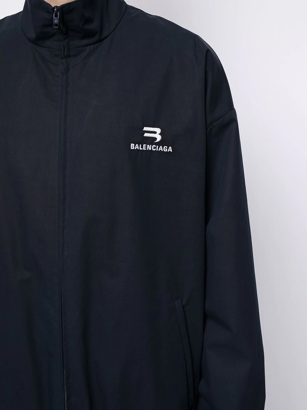 embroidered-logo funnel-neck jacket - 5