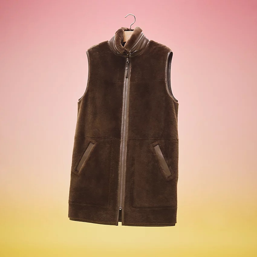 Reversible long leather vest - 6