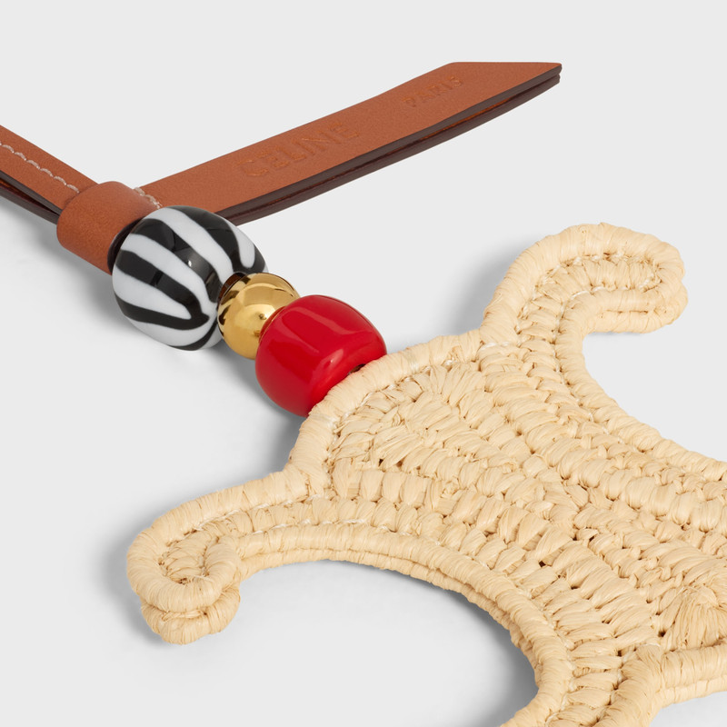 TRIOMPHE CHARM IN RAFFIA AND NATURAL CALFSKIN 5