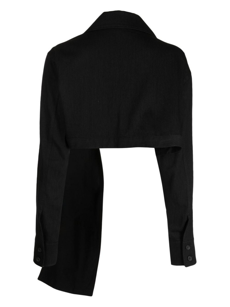 Yohji Yamamoto gathered cropped cotton jacket outlook