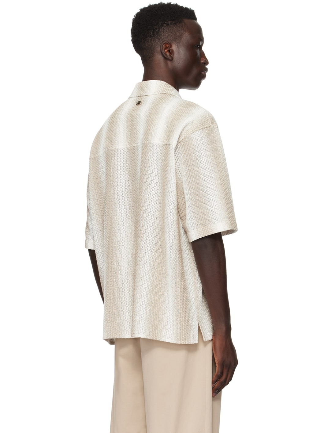 Beige & White Stripe Shirt - 3