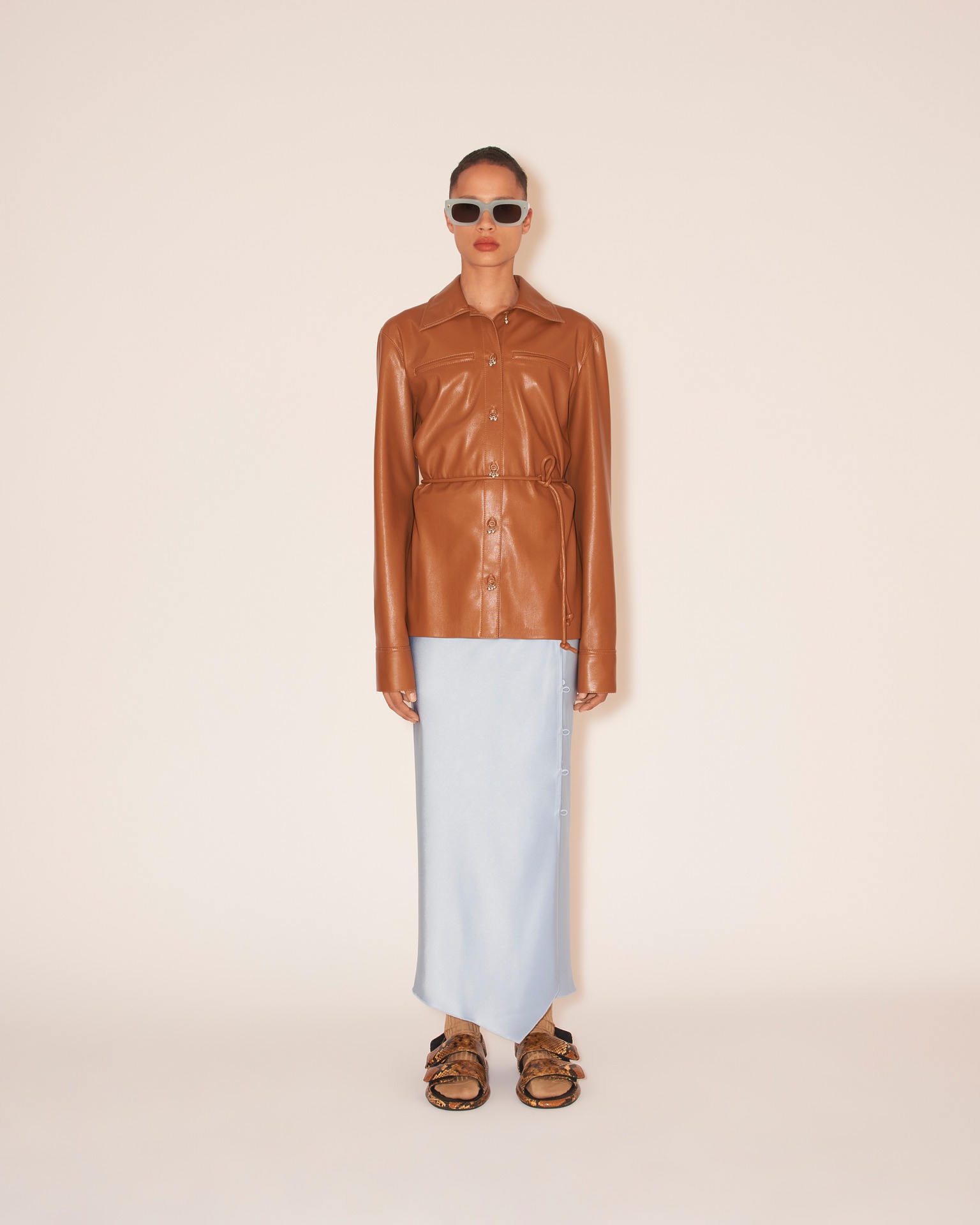 ELIDA - OKOBOR™ alt-leather shirt - Tobacco - 4