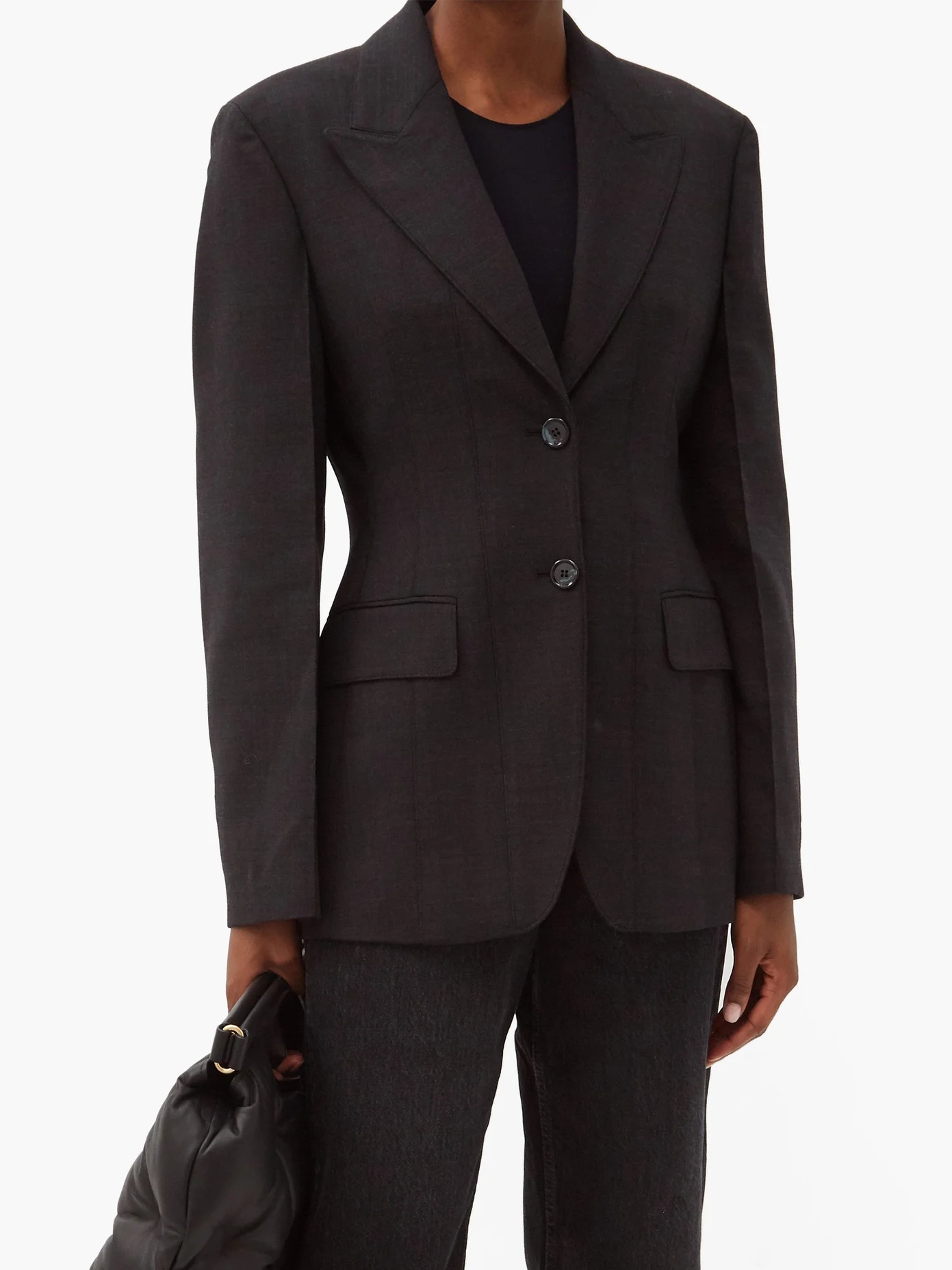 Peak-lapel wool-blend blazer - 6