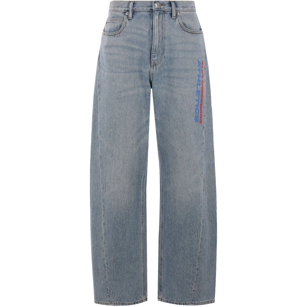 Alexander Wang Grey Denim - Wide-Leg Jeans Women - 1