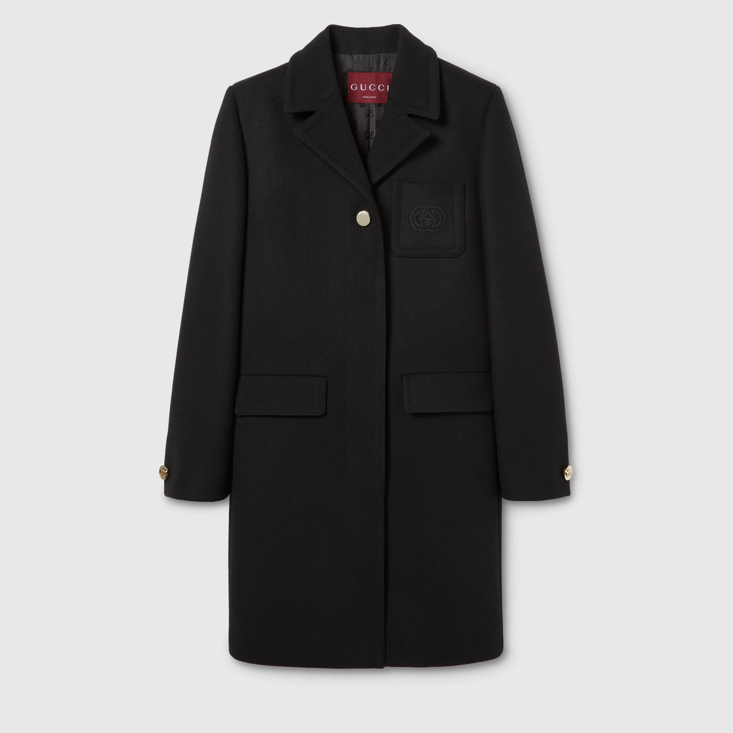 Batavia wool coat with patch - 1