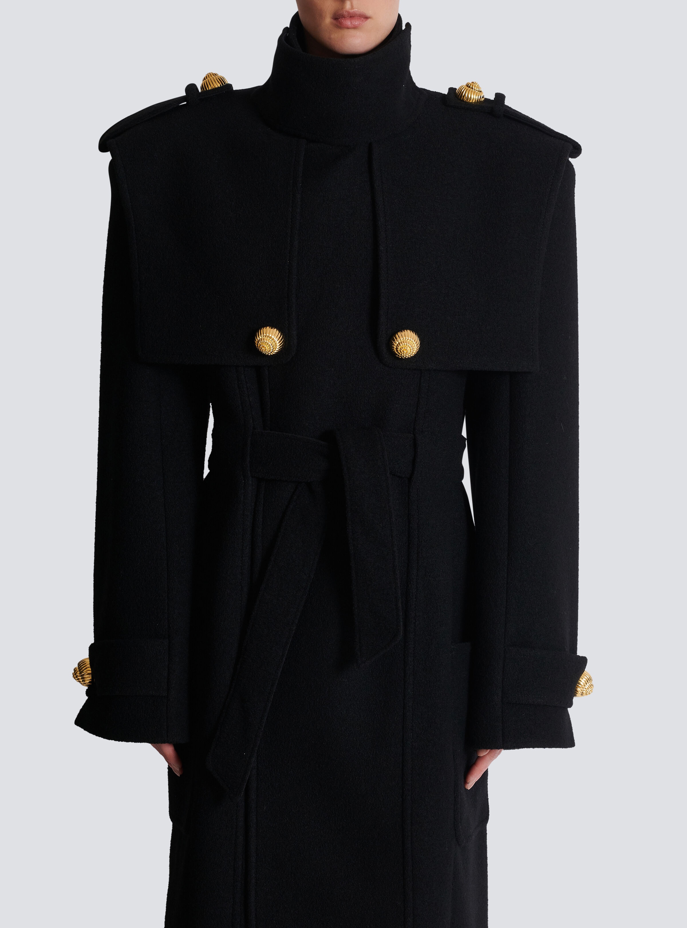 Wool button-down trench coat - 5
