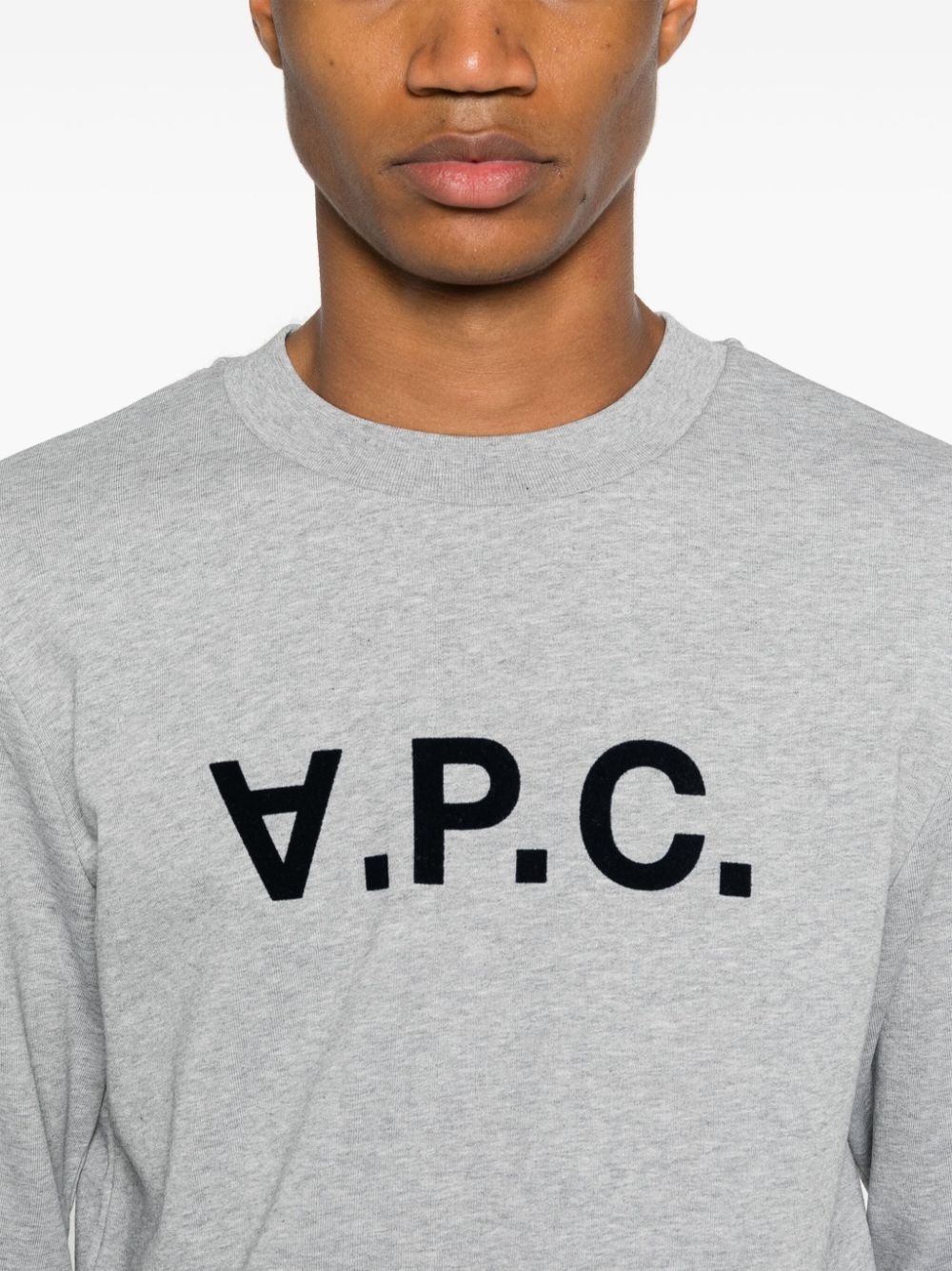 flocked-logo cotton sweatshirt - 6