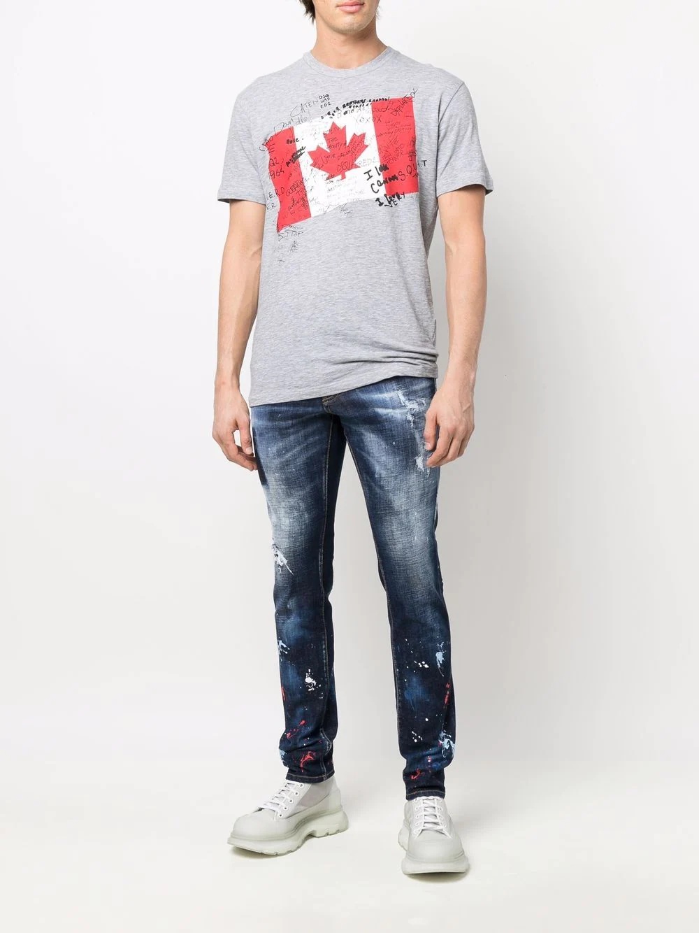 paint-splatter effect distressed skinny jeans - 2