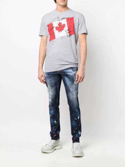 DSQUARED2 paint-splatter effect distressed skinny jeans outlook