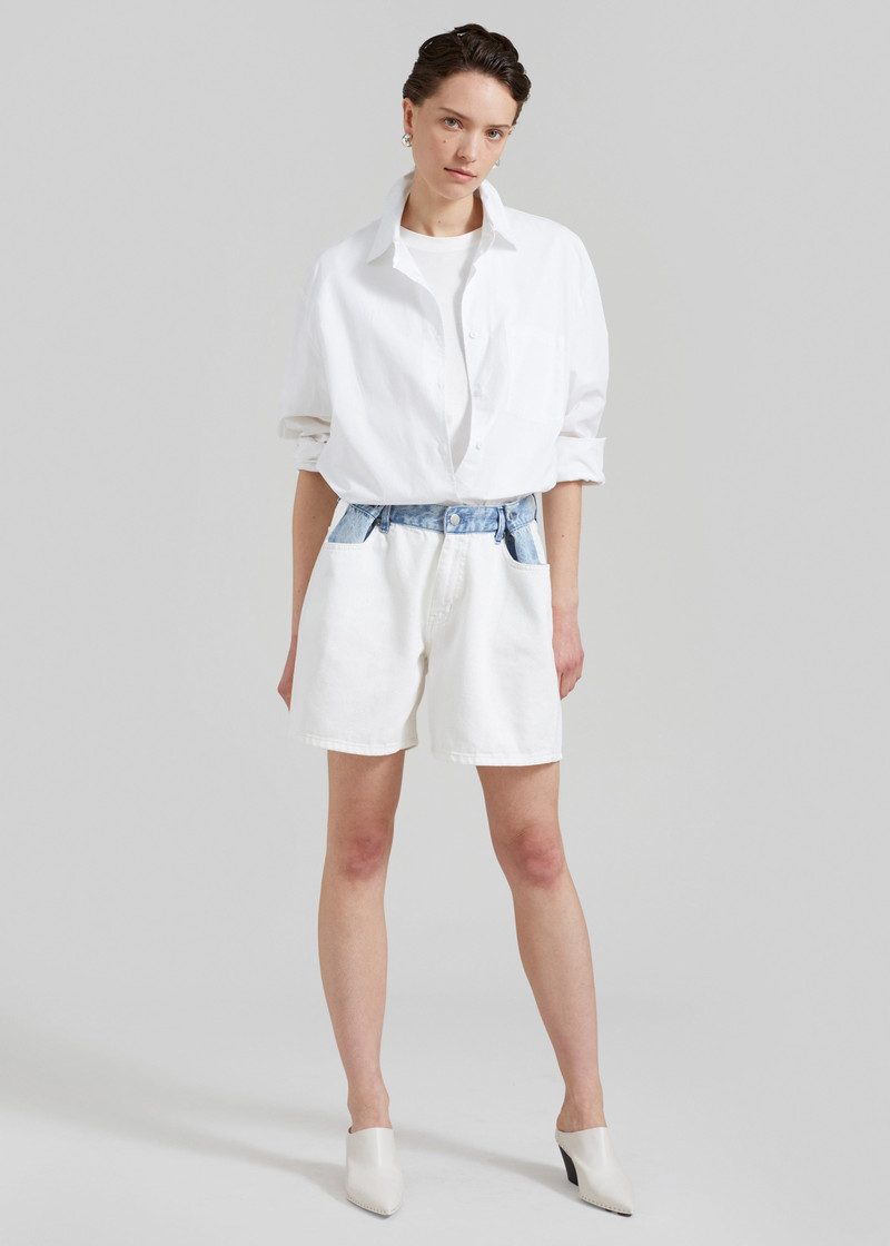 Hayla Contrast Denim Shorts - Off White/Blue 11