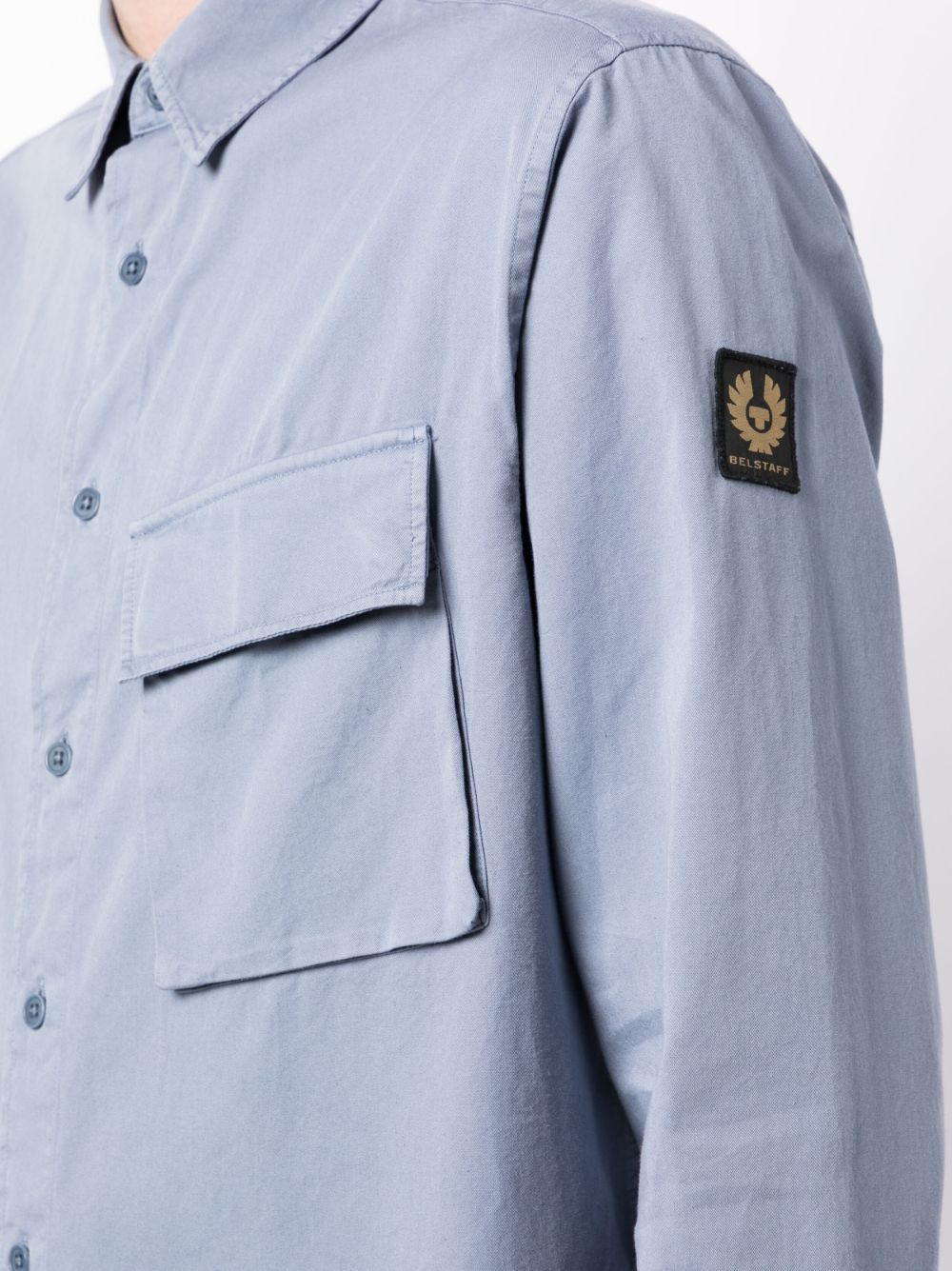 logo-patch button-up cotton shirt - 5