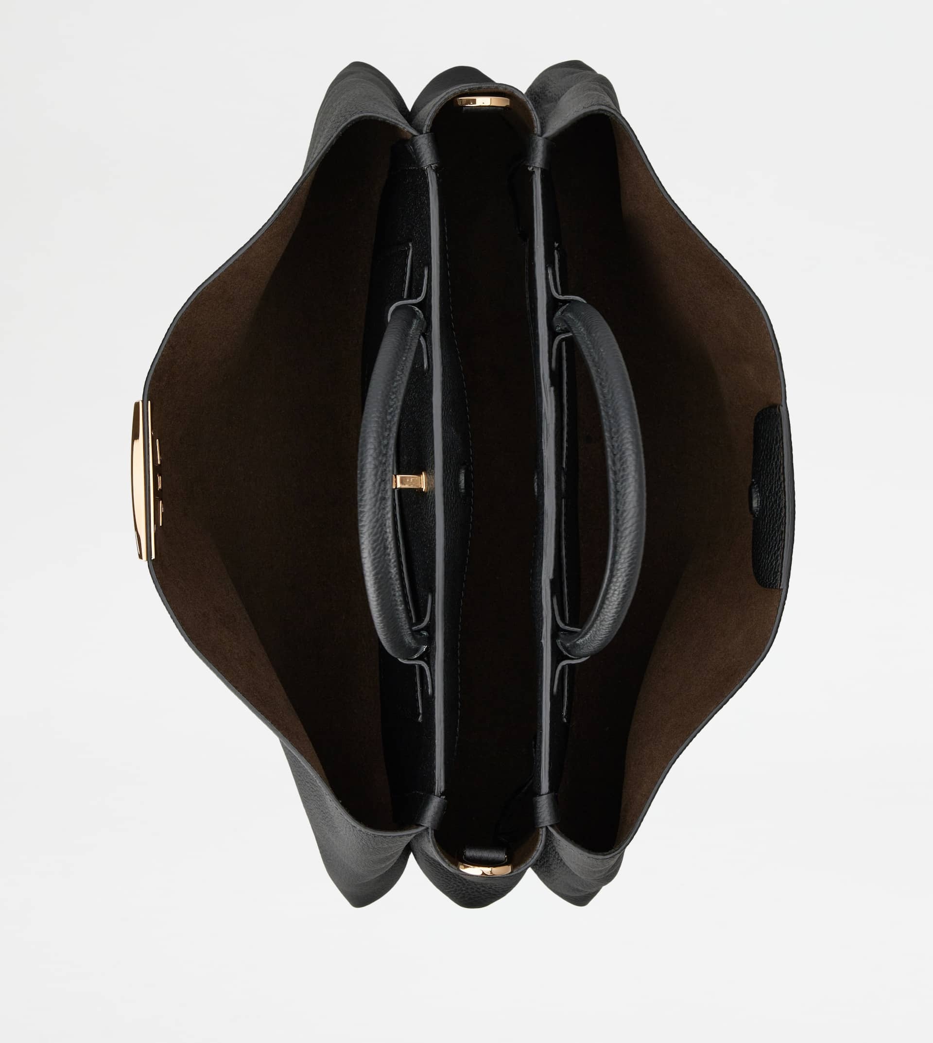 T TIMELESS SHOPPING BAG IN LEATHER MEDIUM - BLACK - 4