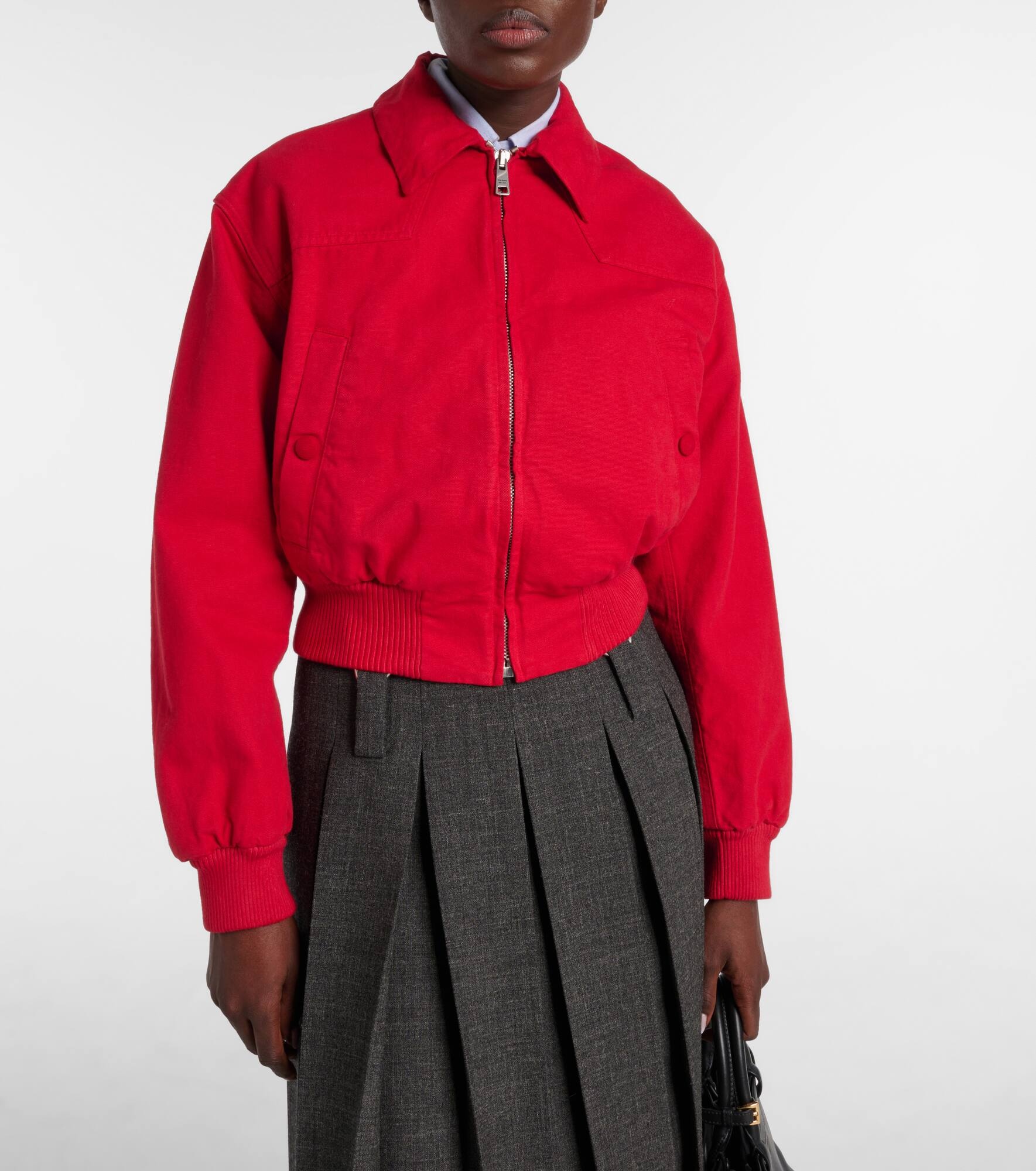 Cropped cotton bomber jacket - 7