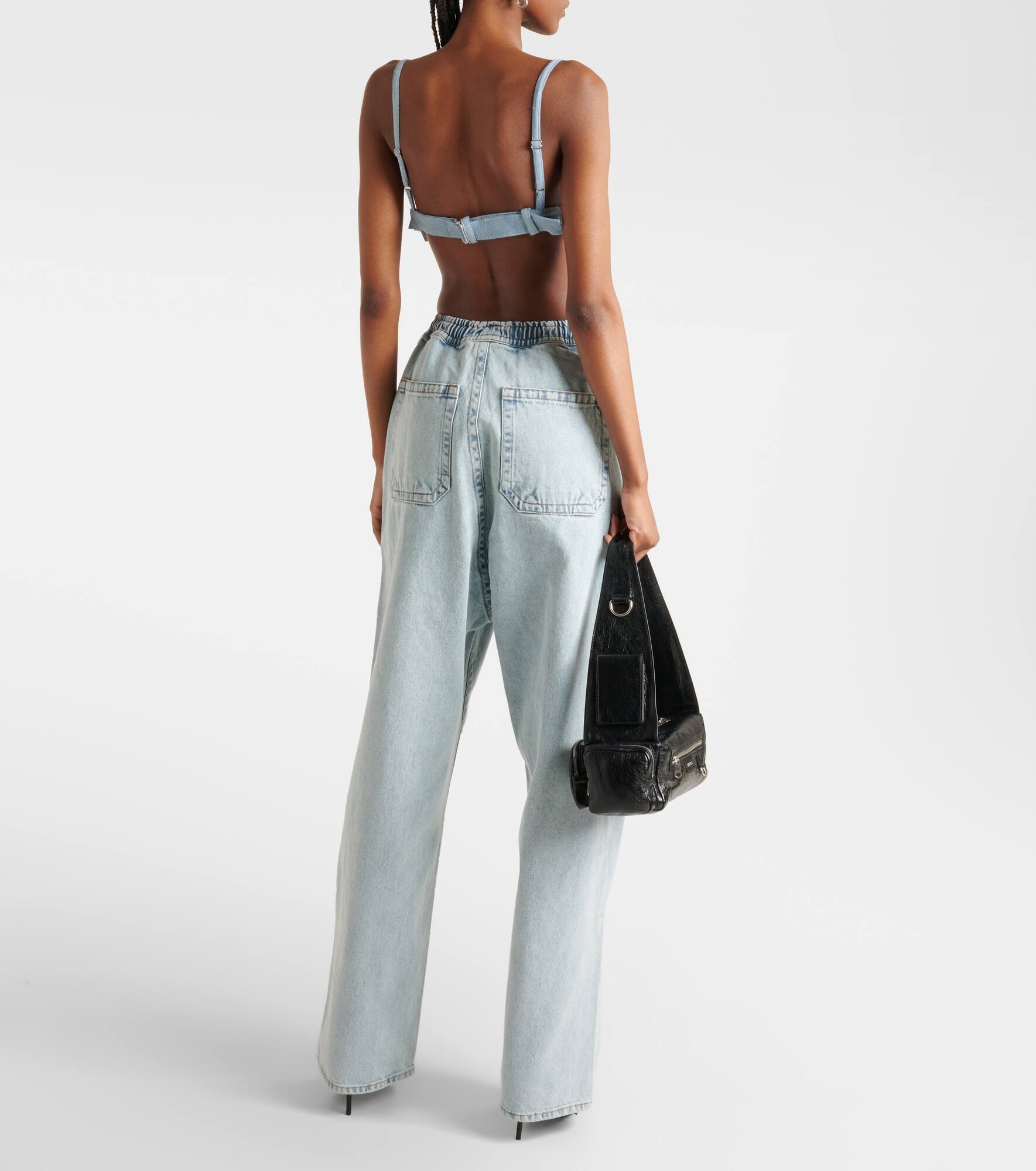 Ruffled denim bra top - 3