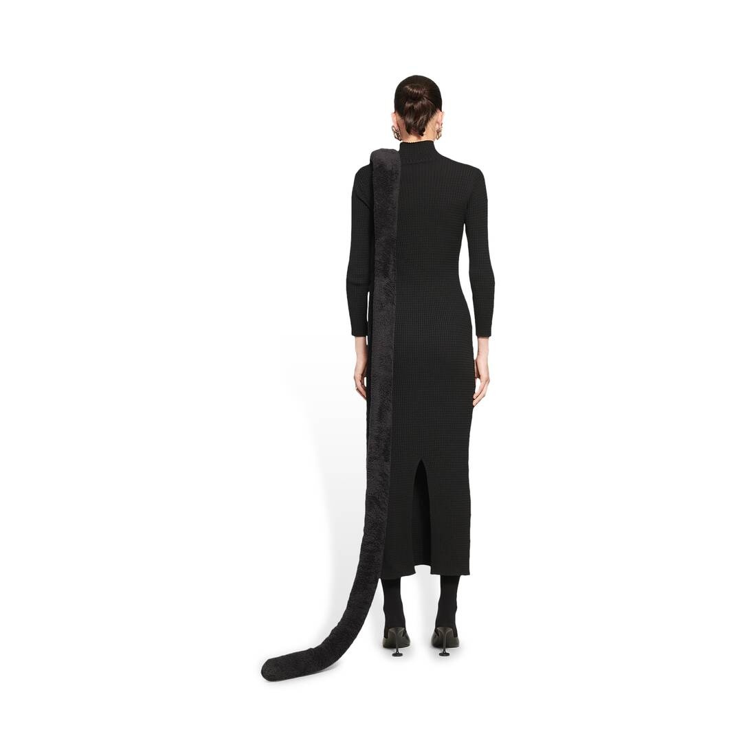 Women's Fitted Dress in Black - 4