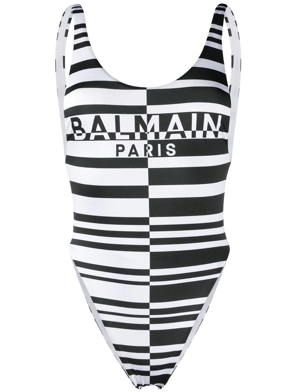 striped logo swimsuit - 1