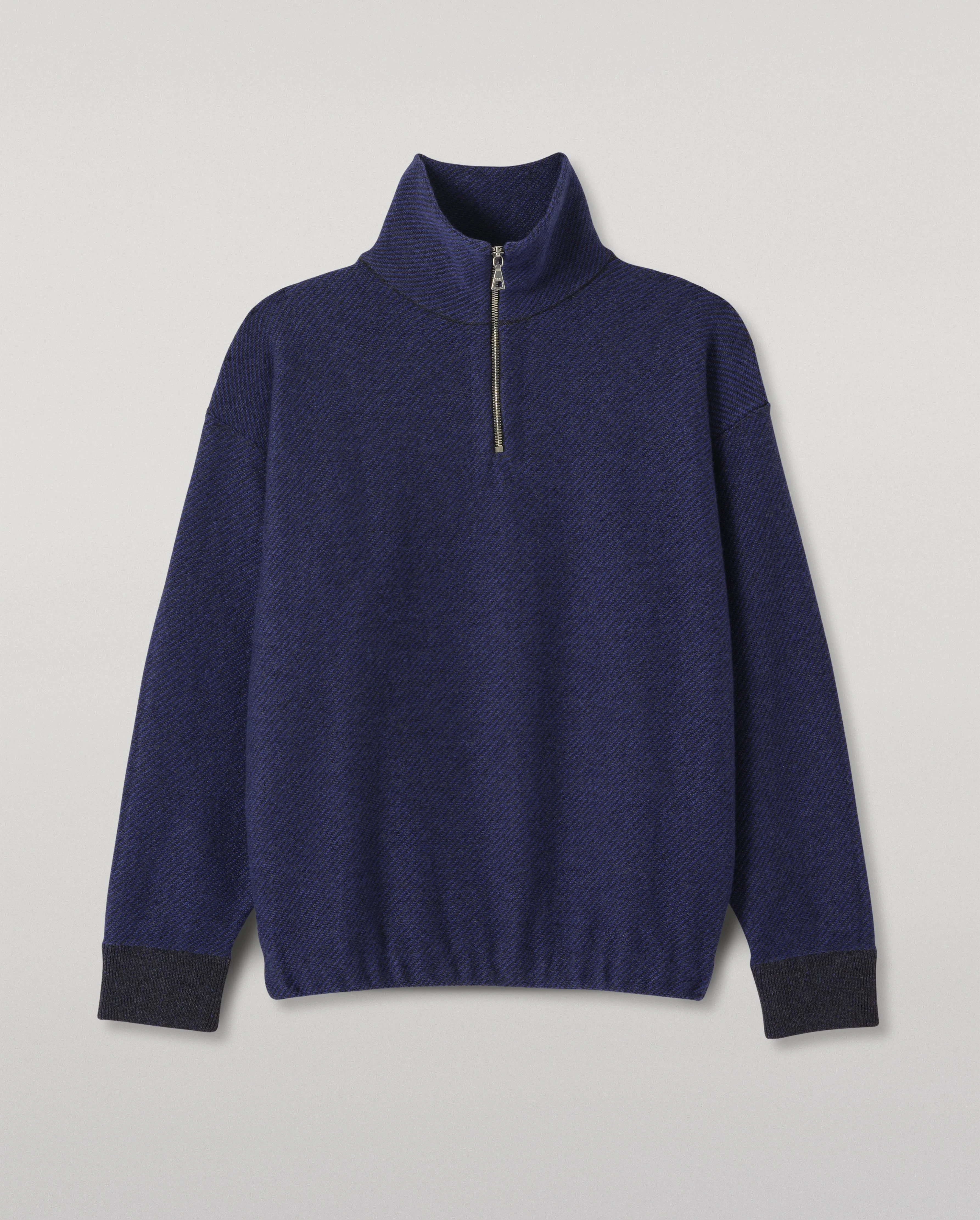Reel Blue Cashmere Half Zip Jumper - 1