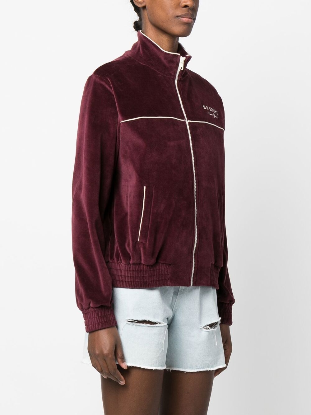 logo-embroidered zipped jacket - 3