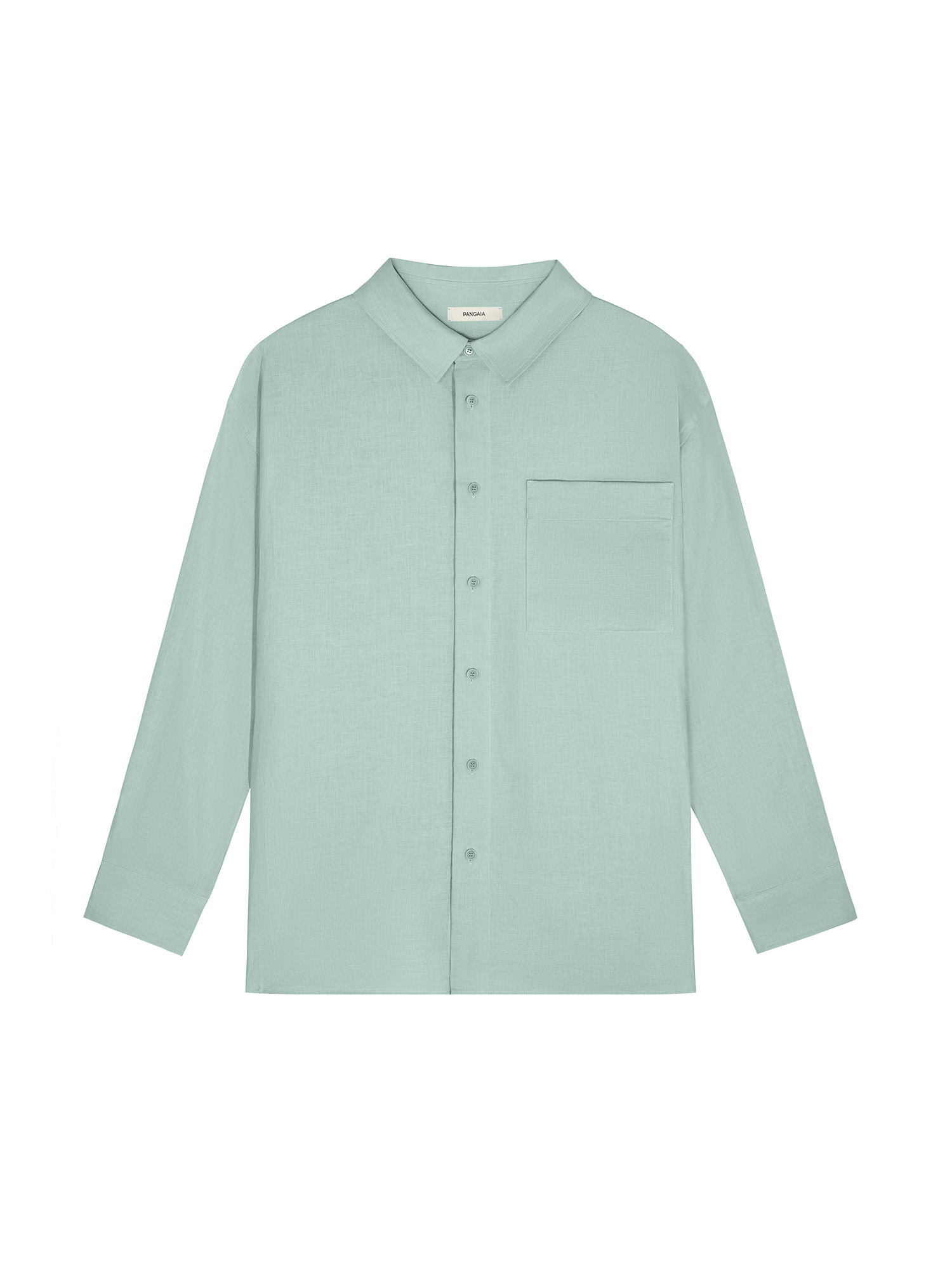 Womens DNA Aloe Linen Collared Long Sleeve Shirt - Eucalyptus Blue - 1