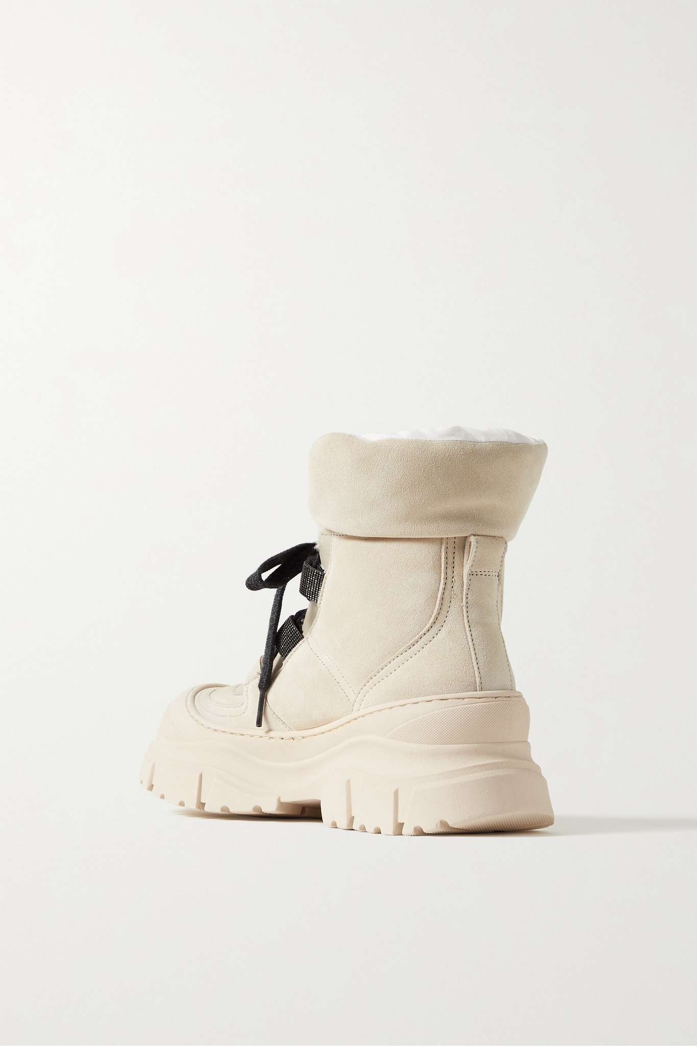 Bead-embellished shearling-trimmed suede ankle boots - 3