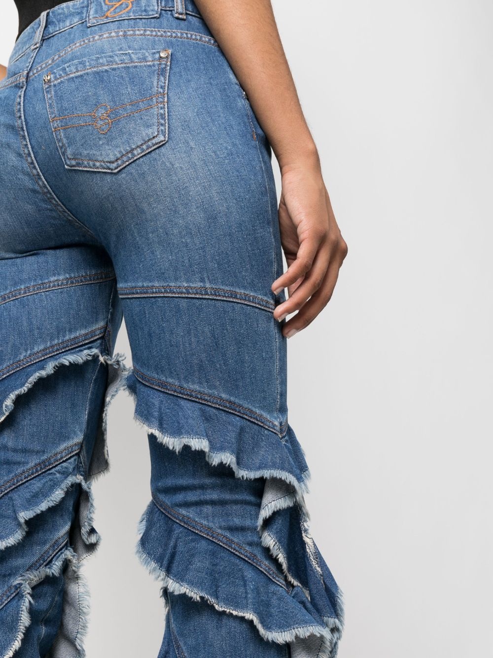 ruffle-trim straight-leg jeans - 5