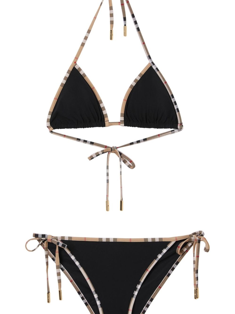 Vintage Check-trim triangle bikini - 2