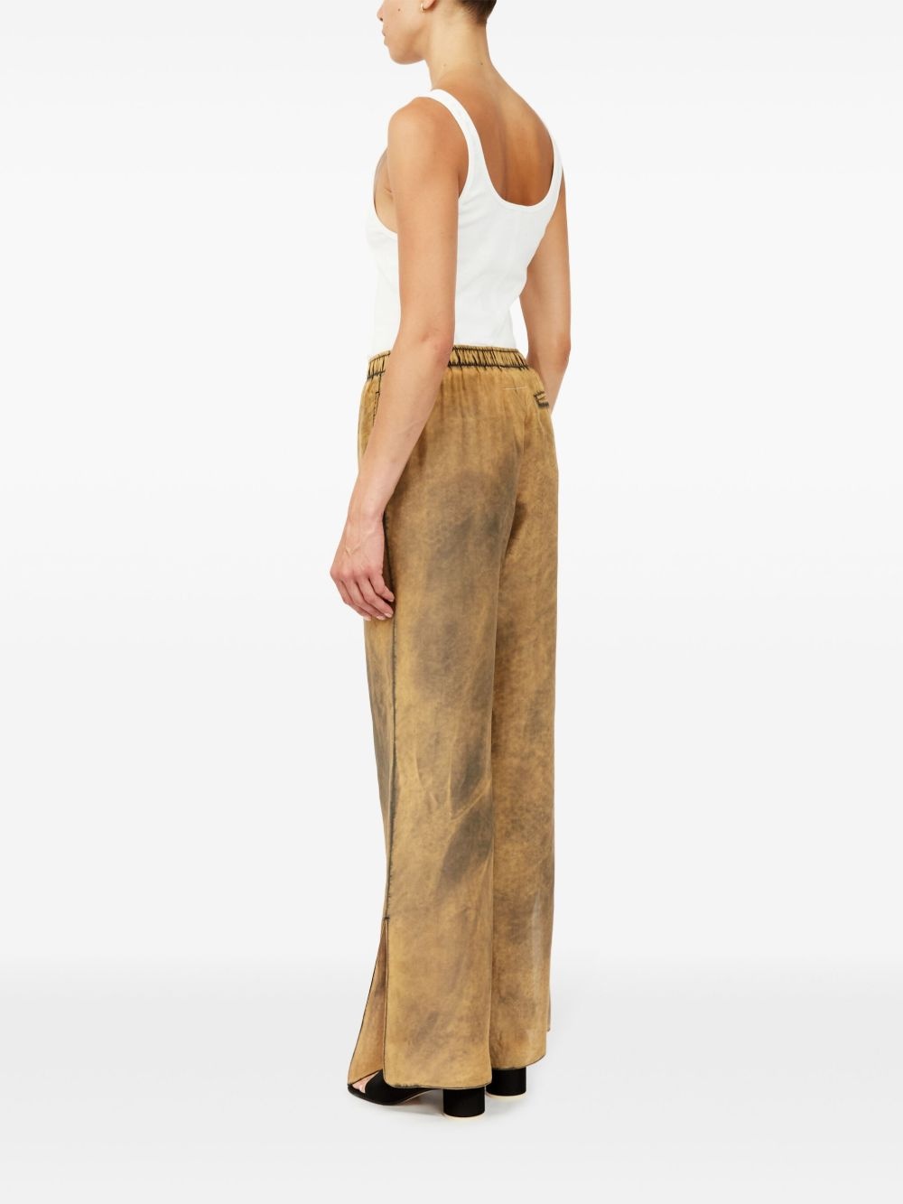 distressed-finish flared trousers - 6