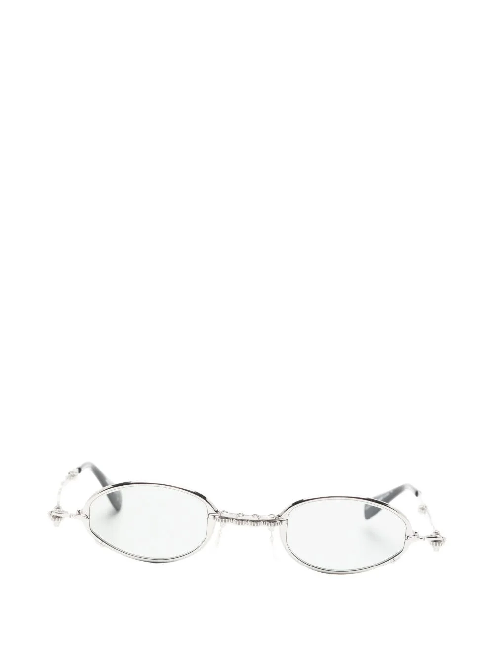hammered-effect oval-frame sunglasses - 1