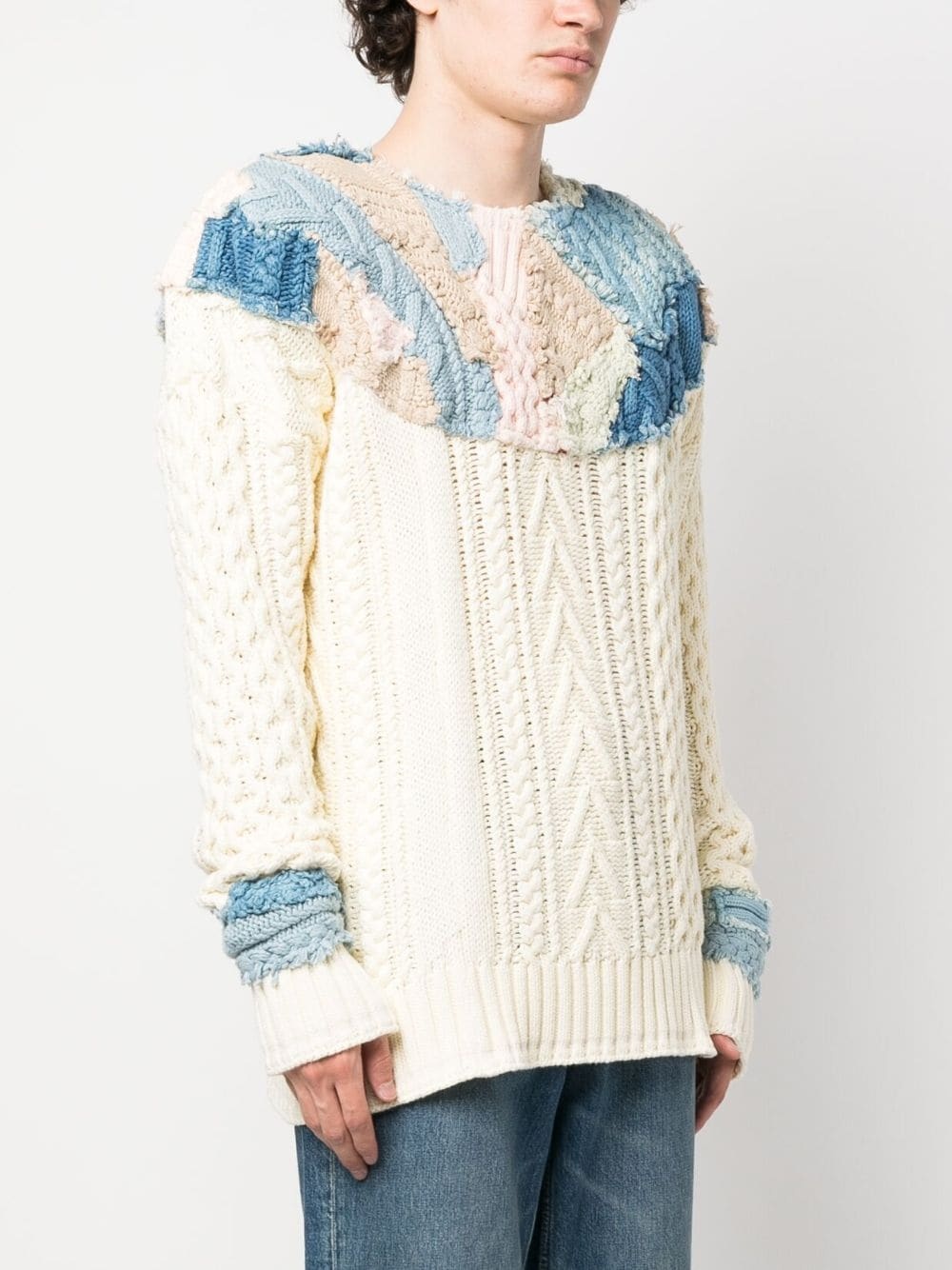 patchwork cable-knit jumper - 3