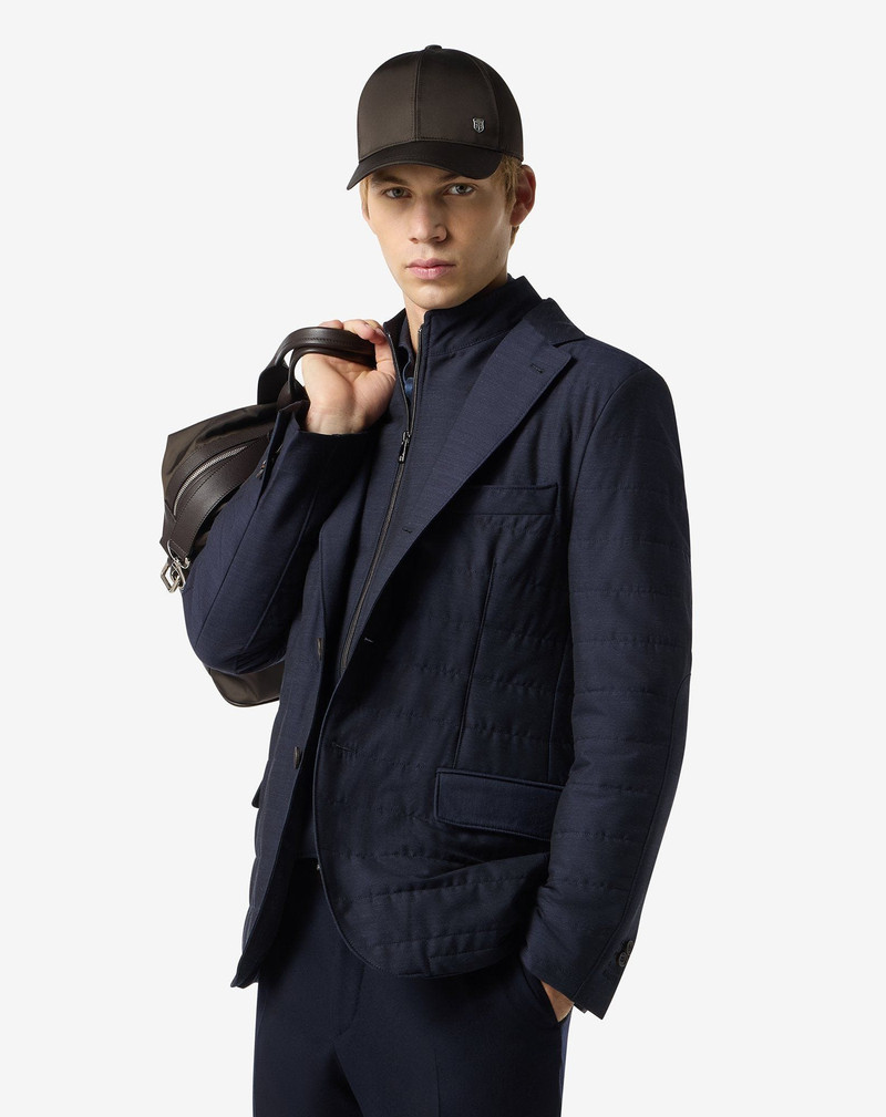 CORNELIANI Blue stretch technical wool jacket with detachable vest outlook