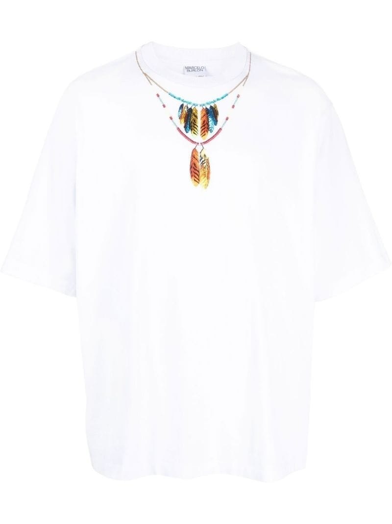 necklace-print short-sleeve T-Shirt - 1