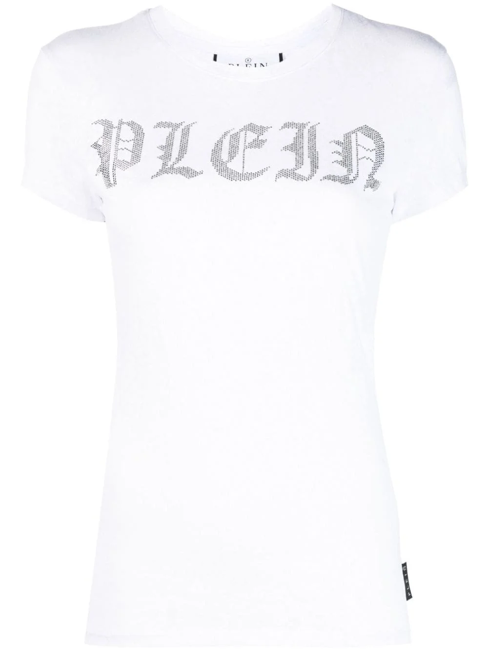 rhinestone-logo snake-print T-shirt - 1