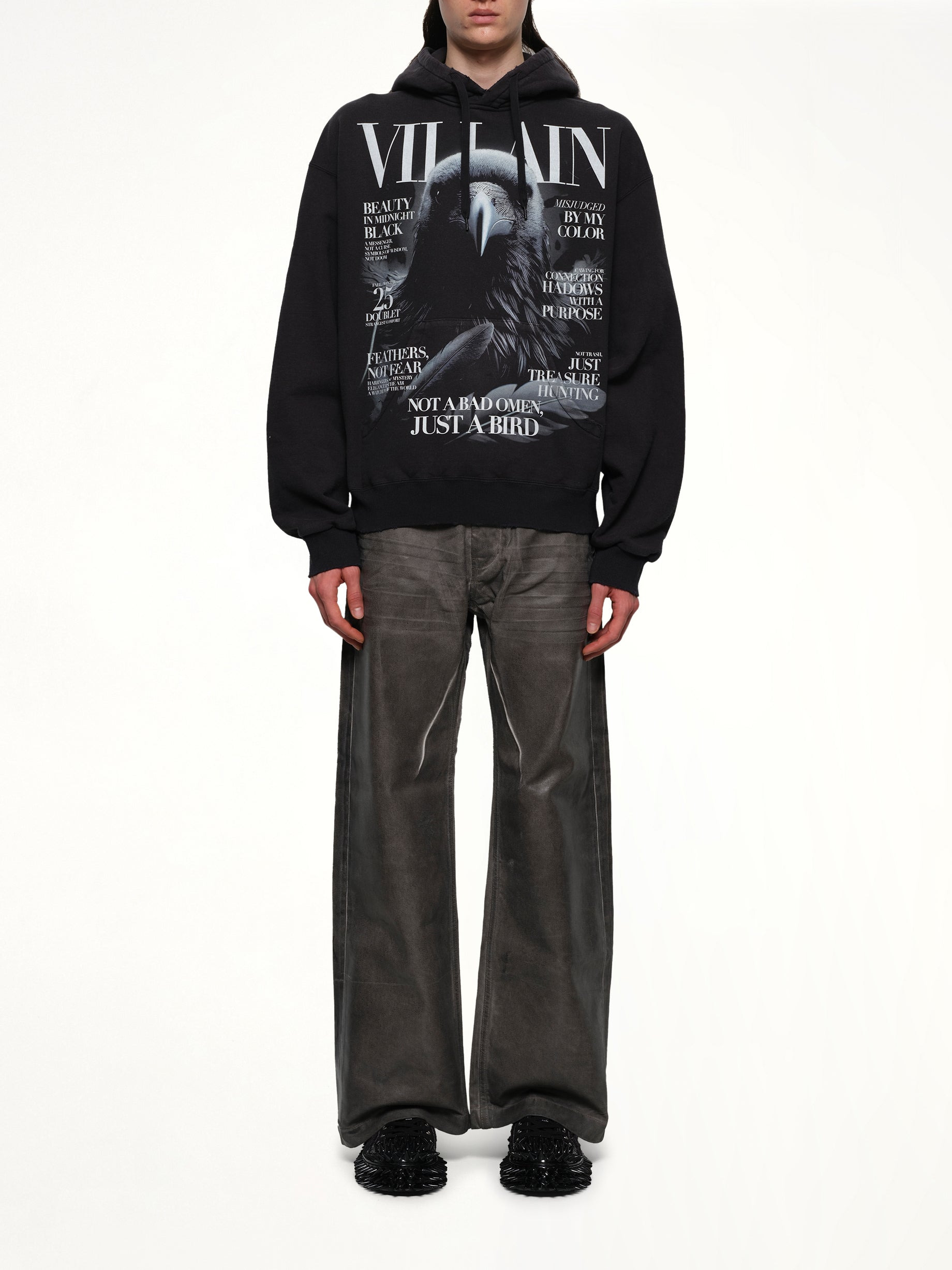 Villain Cover Print Hoodie in Black - 7