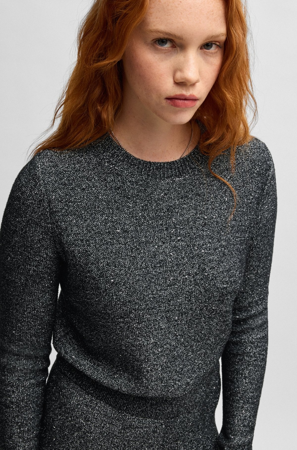 CROPPED SLIM-FIT SWEATER WITH SEQUIN EMBELLISHMENT - 5