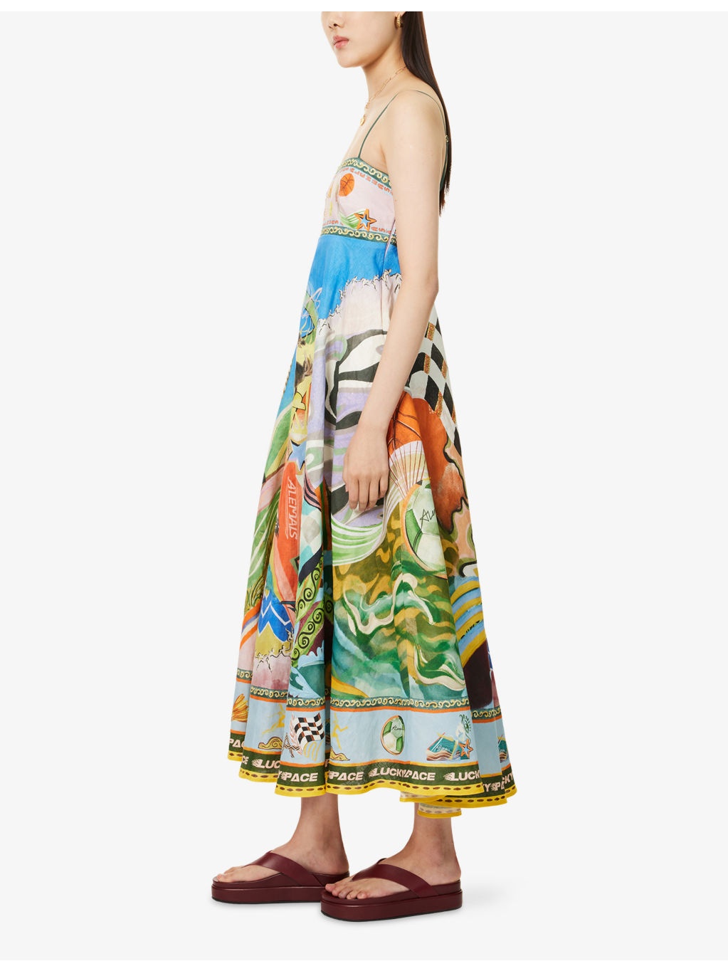 Lucky Pace Graphic-Print Linen Midi Dress - 3